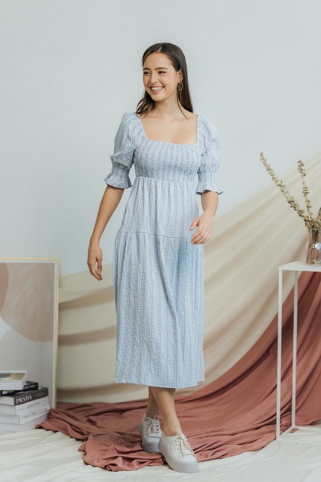 Annabelle Gingham Maxi Dress in Blue