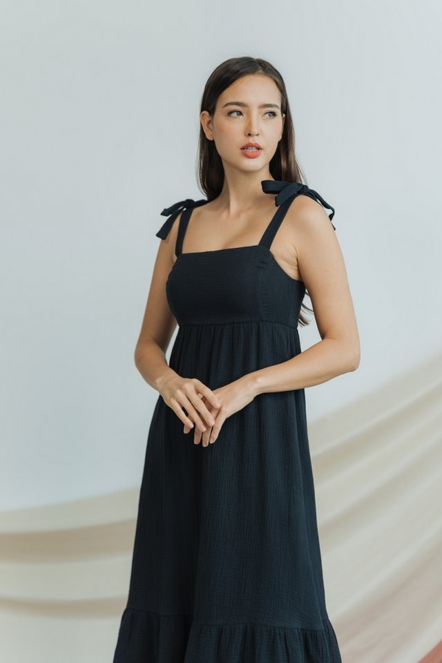 Melinda Cotton Maxi Dress in Black