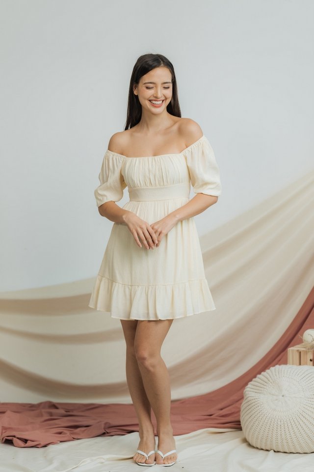 Luna Two-Way Ruffled Dress in Cream