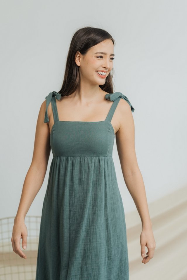 Melinda Cotton Maxi Dress in Sea Green