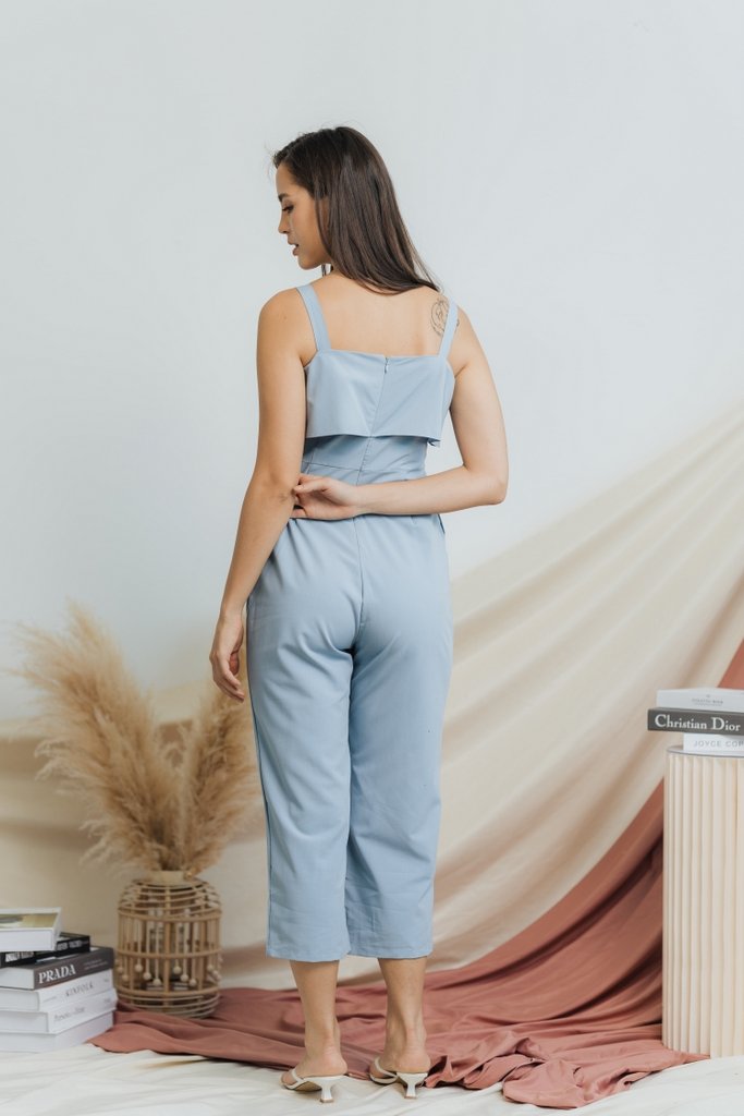 Jaelyn Ruffles Jumpsuit in Dusty Blue