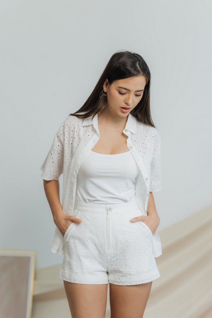 Myla Eyelet Pocket Short in White