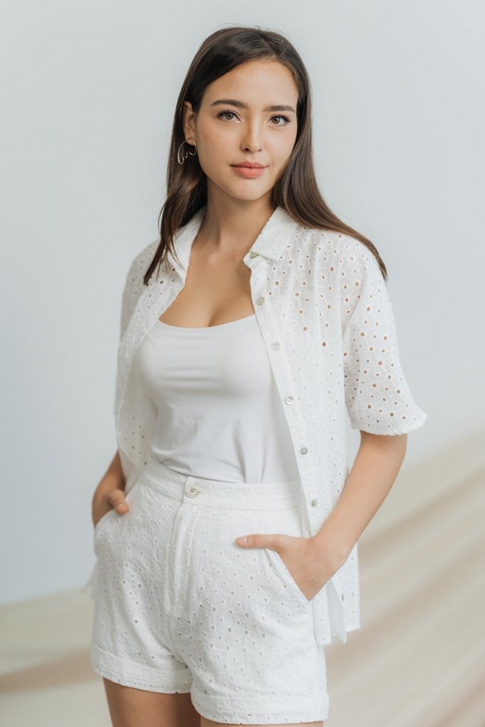 Myla Eyelet Pocket Short in White