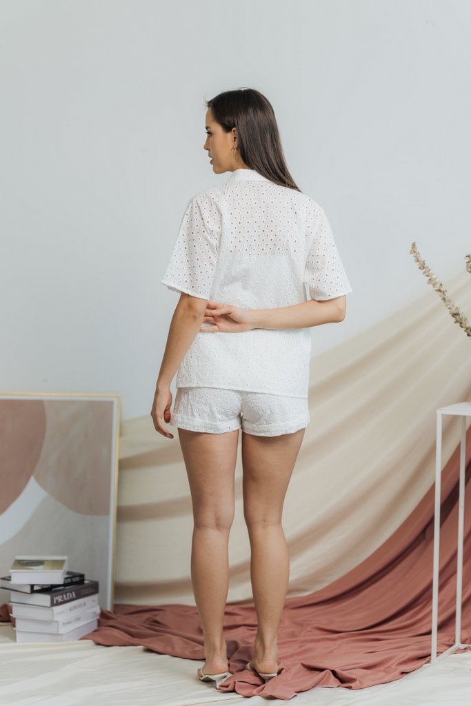 Myla Eyelet Pocket Short in White