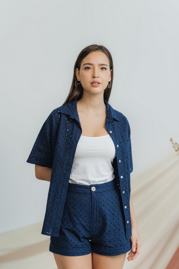 Myla Eyelet Pocket Short in Navy