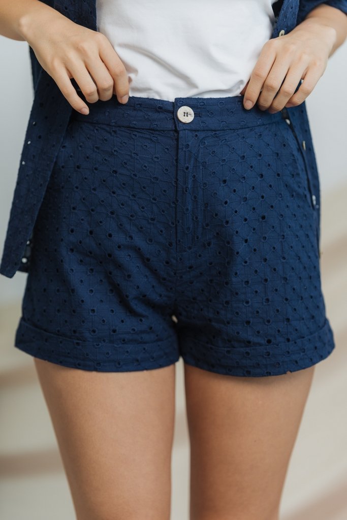Myla Eyelet Pocket Short in Navy