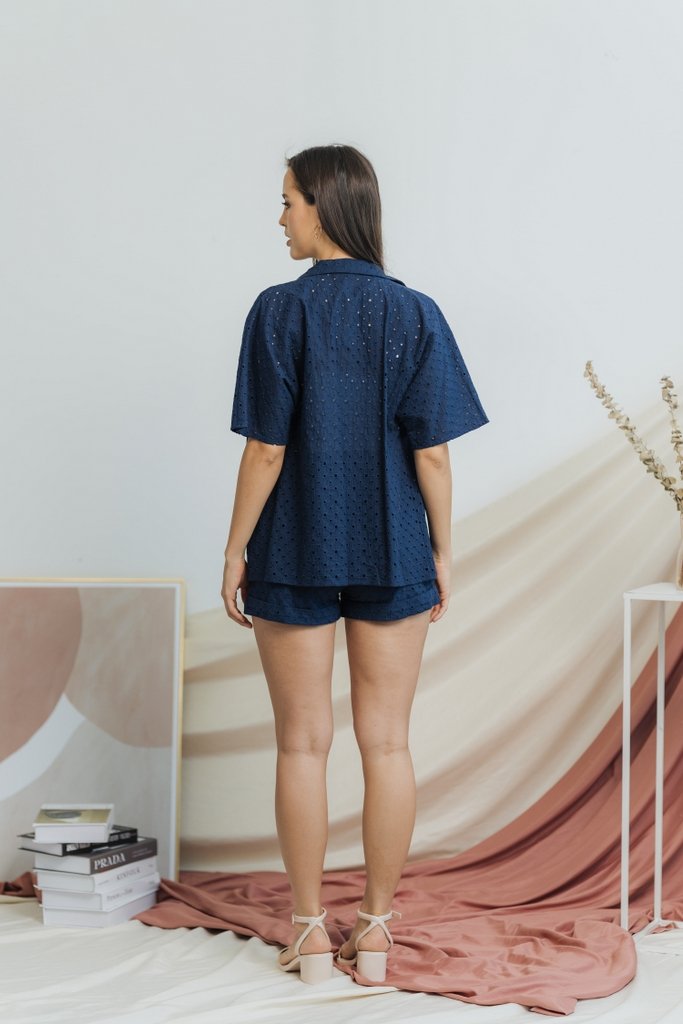Myla Eyelet Pocket Short in Navy