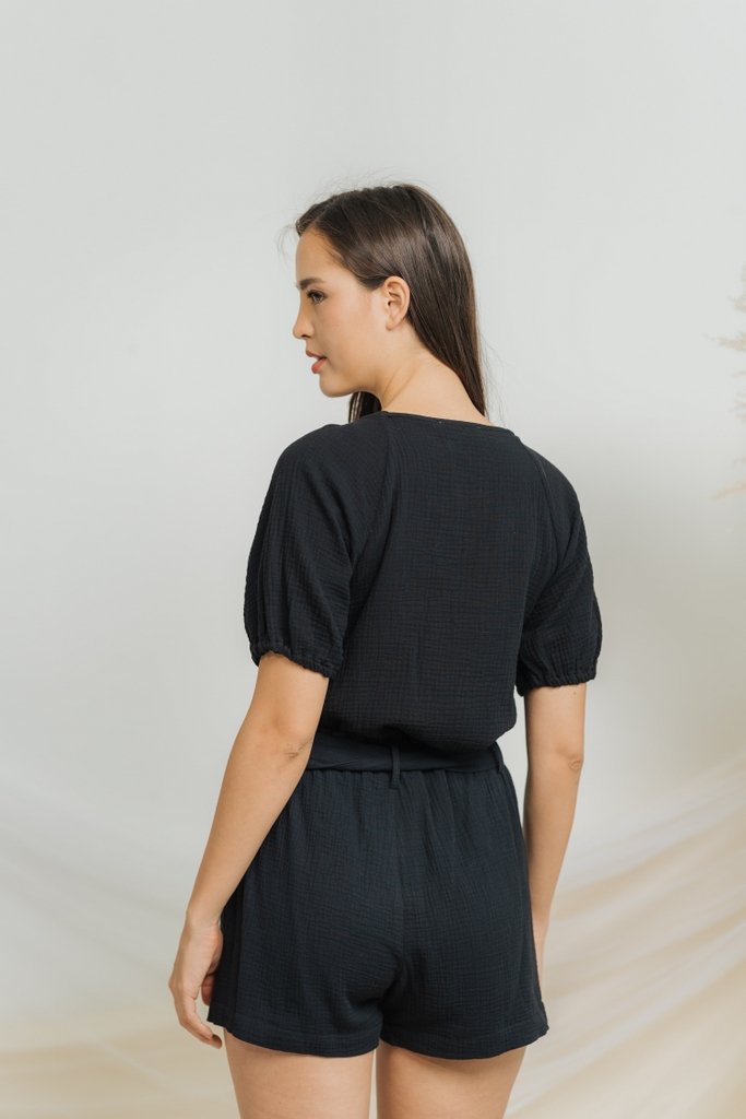 Kimberly Cotton Ribbon Short in Black (XS)
