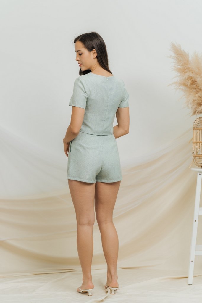 Gabby Tweed Overlap Skort in Light Green
