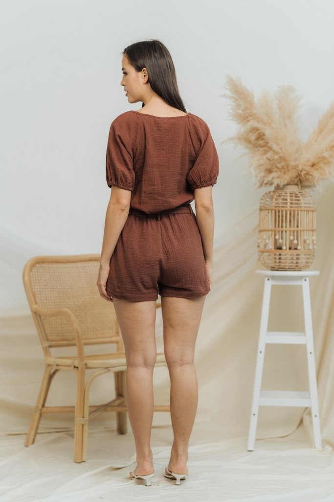 Kimberly Cotton Ribbon Short in Brown