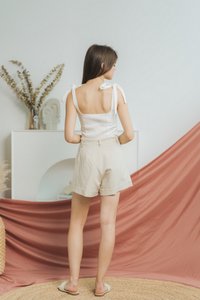 Rachel Broderie Self Tie Ribbon Top in White 