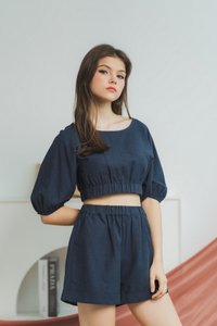 Miley Elastic Cotton Shorts in Navy (XS)