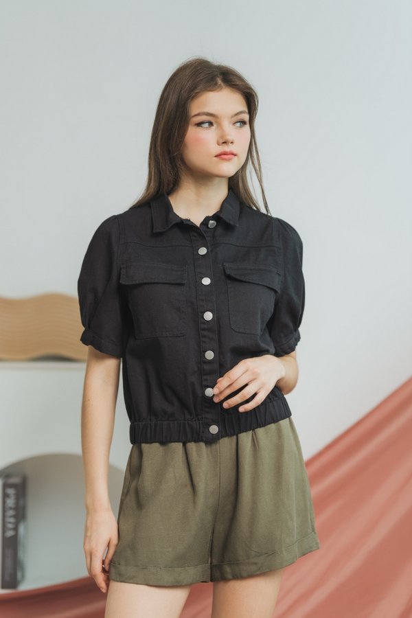 Alexis Denim Button Jacket in Black