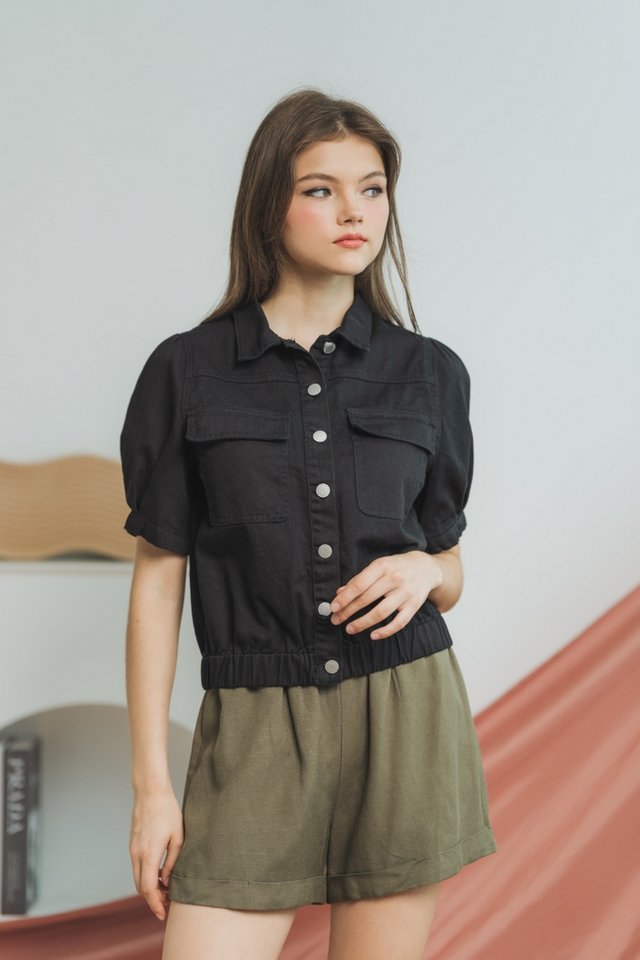 Alexis Denim Button Jacket in Black