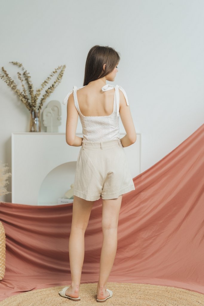 Rachel Broderie Self Tie Ribbon Top in White 