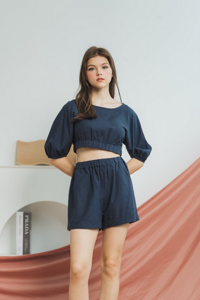 Miley Elastic Cotton Shorts in Navy (XS)