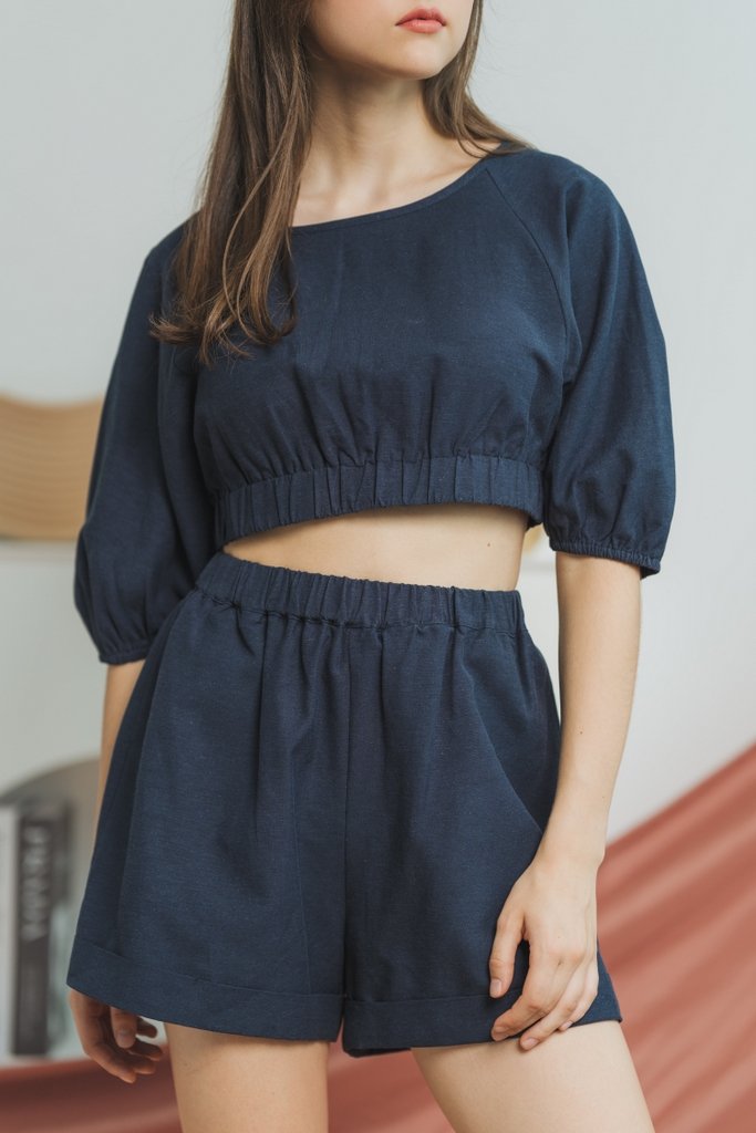Miley Elastic Cotton Shorts in Navy (XS)