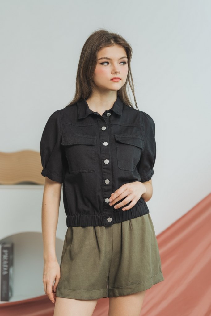 Alexis Denim Button Jacket in Black