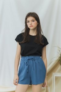 Cindy Textured Ribbon High Waisted Short in Blue (XS)