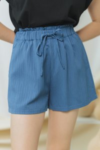 Cindy Textured Ribbon High Waisted Short in Blue (XS)