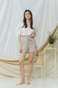 Cindy Textured Ribbon High Waisted Short in Sand