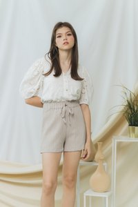 Cindy Textured Ribbon High Waisted Short in Sand