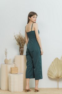 Kaylene Ruched Jumpsuit in Emerald Green (XS)