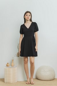 Ally V Neck Dress in Black (XS)