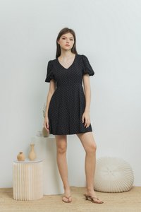 Aileen Polka Dot Dress in Black (XS)
