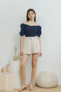 Joelle Textured Crop Top in Navy (XS)