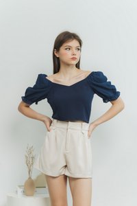 Joelle Textured Crop Top in Navy (XS)