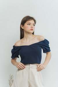 Joelle Textured Crop Top in Navy (XS)