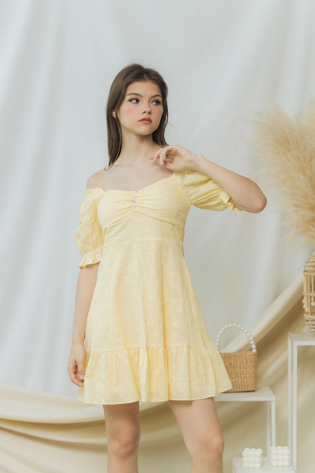 Cody Broderie Two Way Dress in Daffodil Yellow