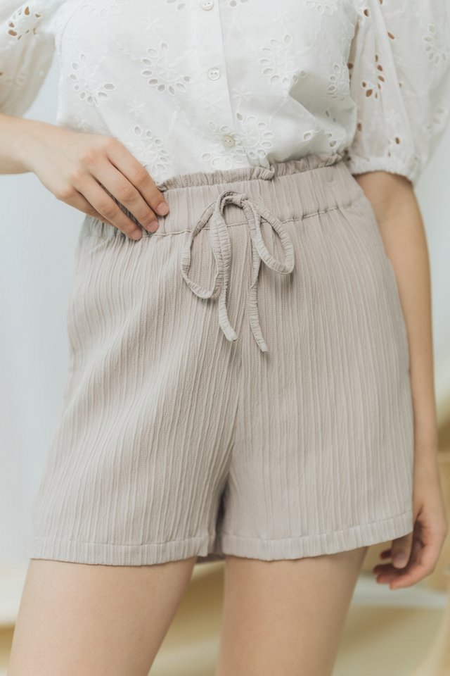 Cindy Textured Ribbon High Waisted Short in Sand 