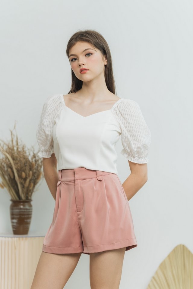 Alison High Waisted Shorts in Mauve Pink