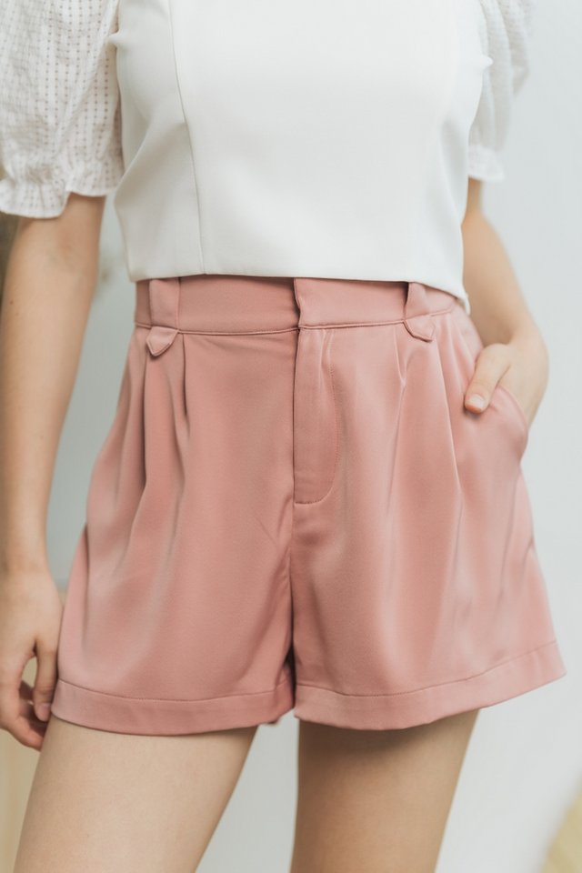 Alison High Waisted Shorts in Mauve Pink