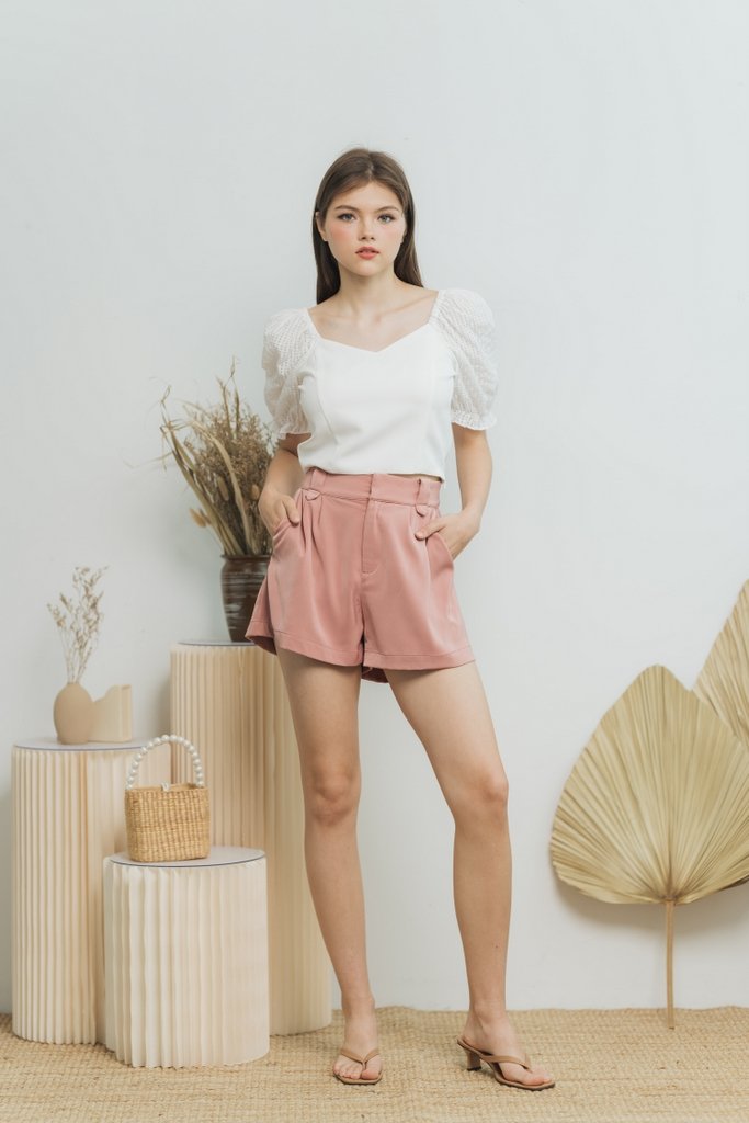 Alison High Waisted Shorts in Mauve Pink