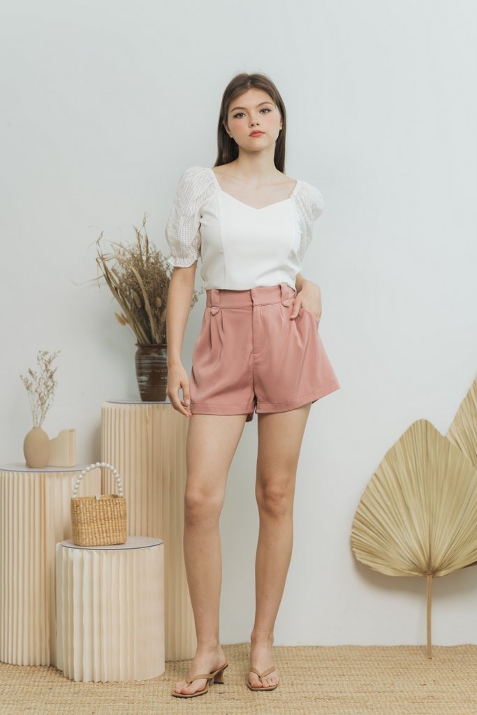 Alison High Waisted Shorts in Mauve Pink