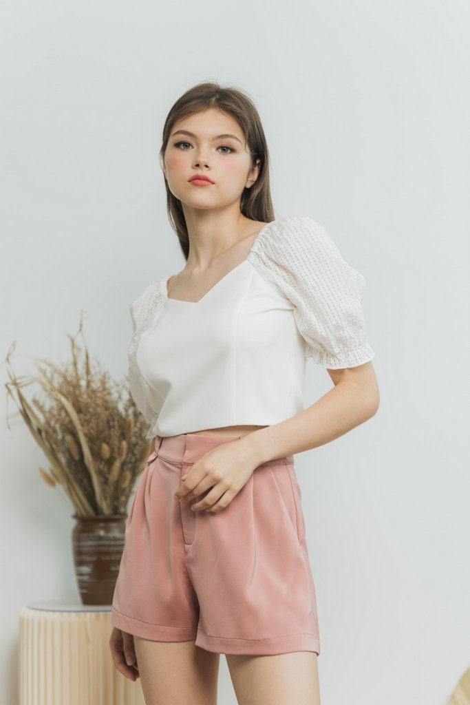 Alison High Waisted Shorts in Mauve Pink