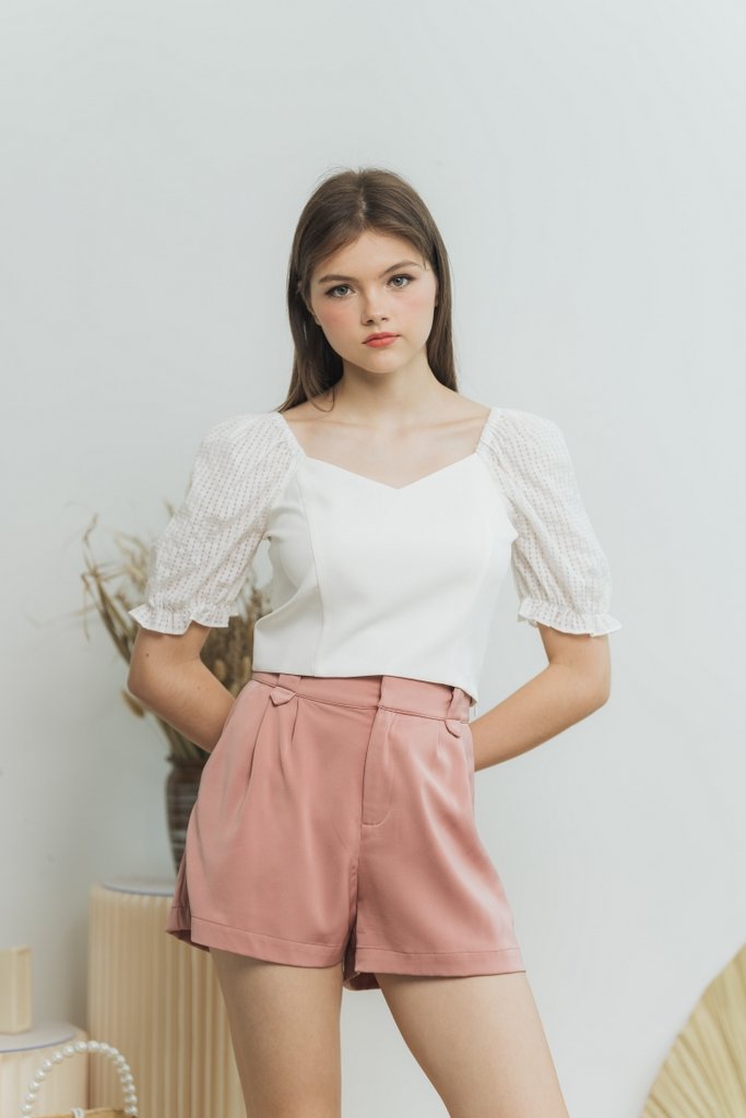 Alison High Waisted Shorts in Mauve Pink