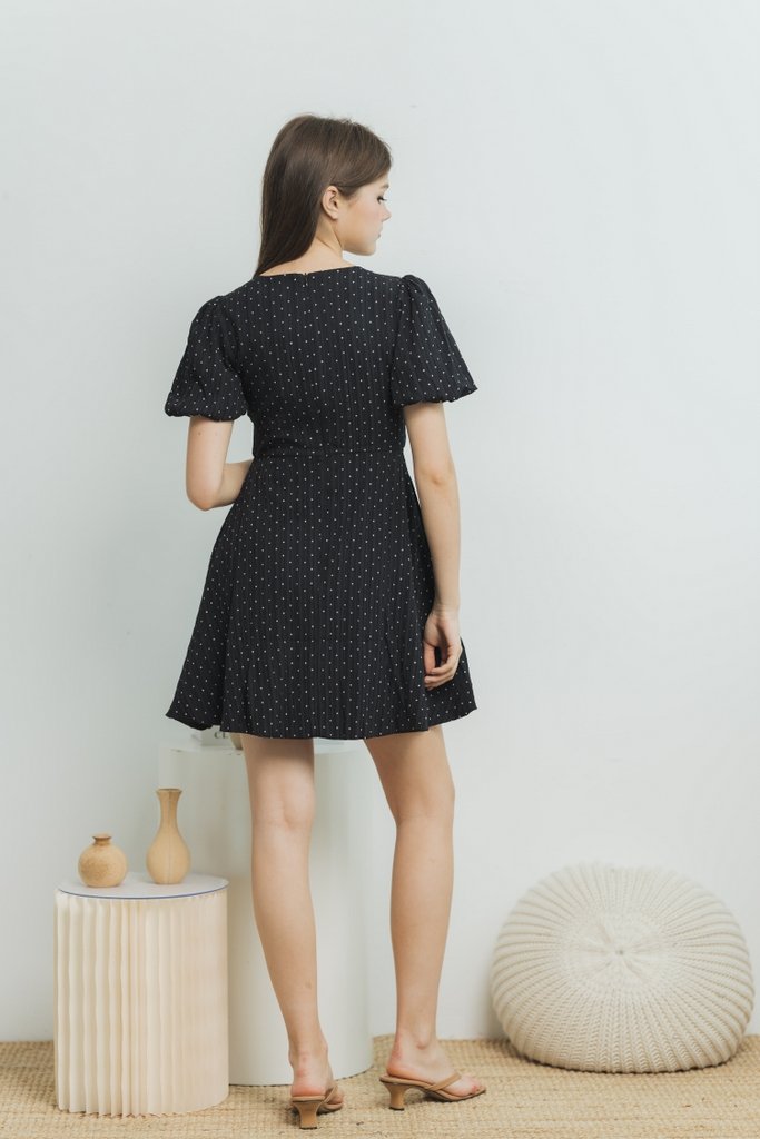 Aileen Polka Dot Dress in Black (XS)