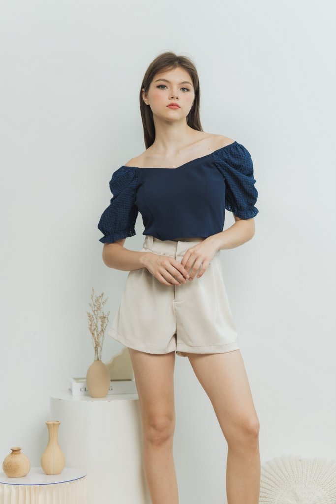 Joelle Textured Crop Top in Navy (XS)