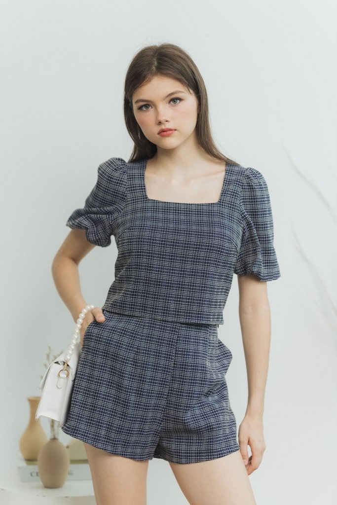 Loretta Tweed Shorts in Navy