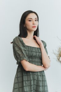 Joyice Eyelet Romper in Olive (XS)