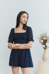 Joyice Eyelet Romper in Navy (XS)