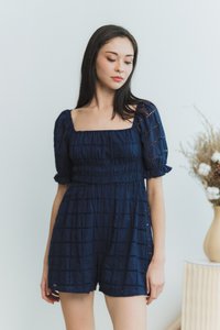 Joyice Eyelet Romper in Navy (XS)