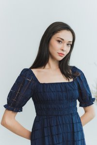 Joyice Eyelet Romper in Navy (XS)