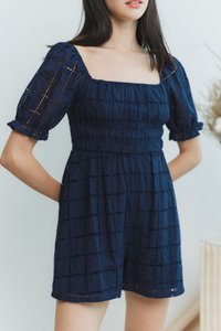 Joyice Eyelet Romper in Navy (XS)