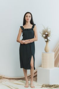 Cashel Ruffles Midi Dress in Forest (XS)