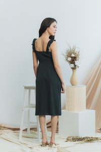 Cashel Ruffles Midi Dress in Forest (XS)